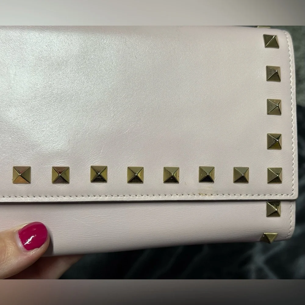 Valentino blush pink rock stud clutch/wristlet